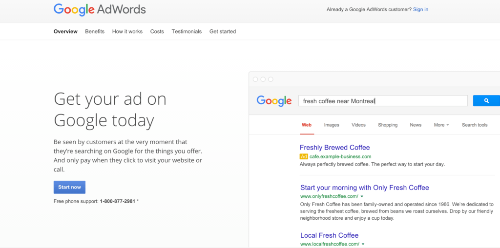 Google Adwords Landing Page